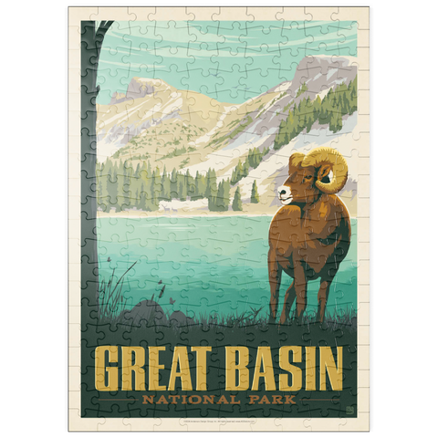 Darstellung des Puzzle Motivs Great Basin National Park: Bighorn Sheep, Vintage Poster puzzleplate Great Basin National Park: Bighorn Sheep, Vintage Poster 200 Puzzle