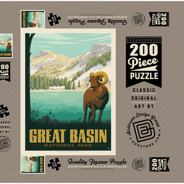 Darstellung des Puzzle Motivs Great Basin National Park: Bighorn Sheep, Vintage Poster 200 Puzzle Schachtel 3D Modell