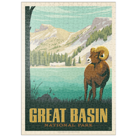 Darstellung des Puzzle Motivs Great Basin National Park: Bighorn Sheep, Vintage Poster - Puzzleteile: 500