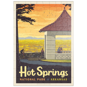 Darstellung des Puzzle Motivs Hot Springs National Park: Overlook, Vintage Poster - Puzzleteile: 100