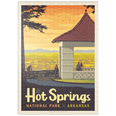 puzzleplate Hot Springs National Park: Overlook, Vintage Poster 500 Puzzle