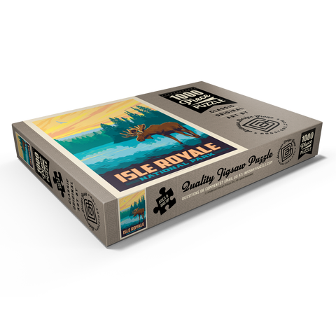 Darstellung des Puzzle Motivs Isle Royale National Park: Morning Moose, Vintage Poster Isle Royale National Park: Morning Moose, Vintage Poster 1000 Puzzle Schachtel Ansicht1