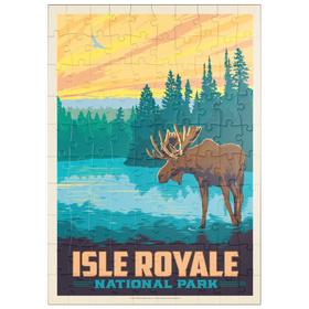 Darstellung des Puzzle Motivs Isle Royale National Park: Morning Moose, Vintage Poster - Puzzleteile: 100