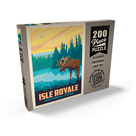 Darstellung des Puzzle Motivs Isle Royale National Park: Morning Moose, Vintage Poster Isle Royale National Park: Morning Moose, Vintage Poster 200 Puzzle Schachtel Ansicht2
