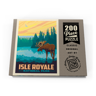 Darstellung des Puzzle Motivs Isle Royale National Park: Morning Moose, Vintage Poster 200 Puzzle Schachtel Ansicht3