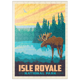 Darstellung des Puzzle Motivs Isle Royale National Park: Morning Moose, Vintage Poster - Puzzleteile: 200
