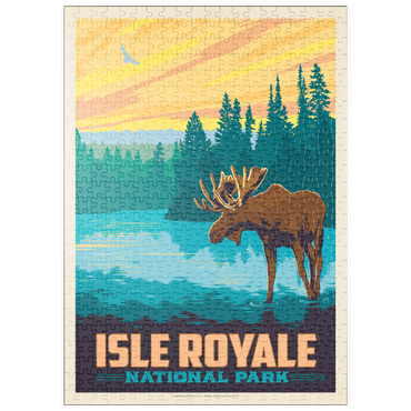 Darstellung des Puzzle Motivs puzzleplate Isle Royale National Park: Morning Moose, Vintage Poster 500 Puzzle