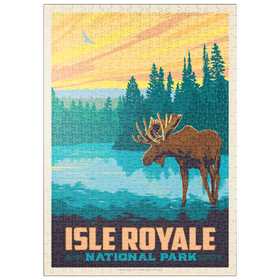 Darstellung des Puzzle Motivs Isle Royale National Park: Morning Moose, Vintage Poster - Puzzleteile: 500