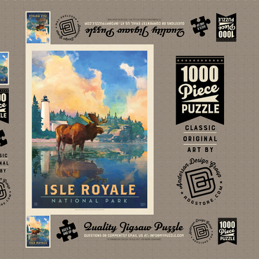 Isle Royale National Park: Sunrise, Vintage Poster 1000 Puzzle Schachtel 3D Modell