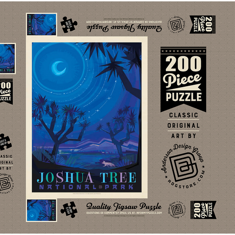 Joshua Tree National Park: Starlight (Mod Design), Vintage Poster 200 Puzzle Schachtel 3D Modell