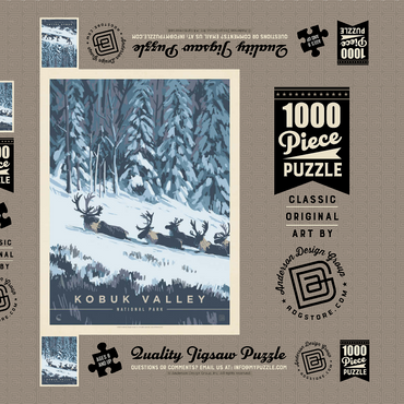 Kobuk Valley National Park: Winter Wonderland, Vintage Poster 1000 Puzzle Schachtel 3D Modell