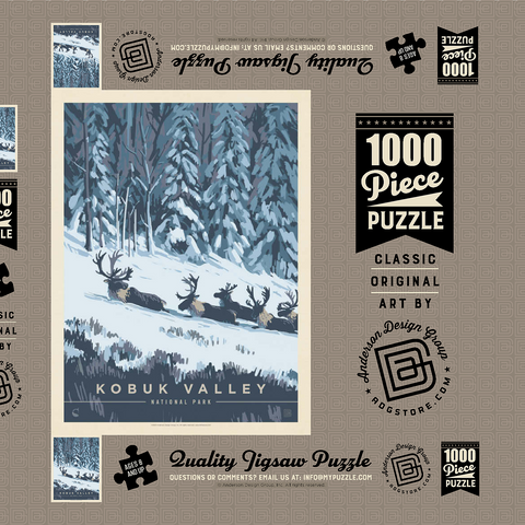 Kobuk Valley National Park: Winter Wonderland, Vintage Poster 1000 Puzzle Schachtel 3D Modell