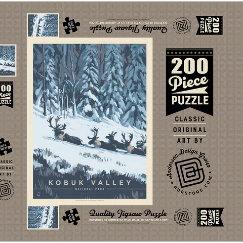 Kobuk Valley National Park: Winter Wonderland, Vintage Poster 200 Puzzle Schachtel 3D Modell