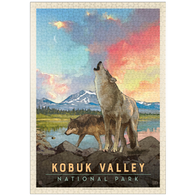 Darstellung des Puzzle-Motivs Kobuk Valley National Park: Wolves, Vintage Poster – Puzzleteile: 1000