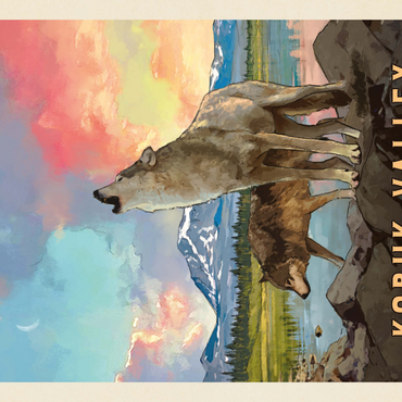 Kobuk Valley National Park: Wolves, Vintage Poster 1000 Puzzle 3D Modell