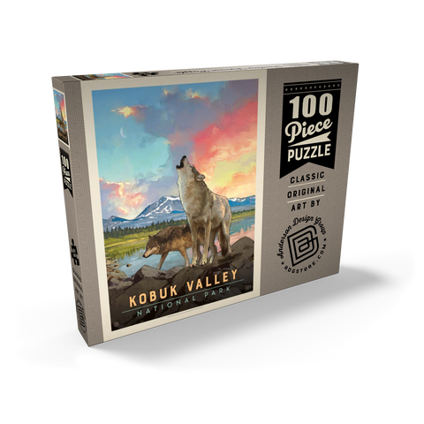 Kobuk Valley National Park: Wolves, Vintage Poster 100 Puzzle Schachtel Ansicht2