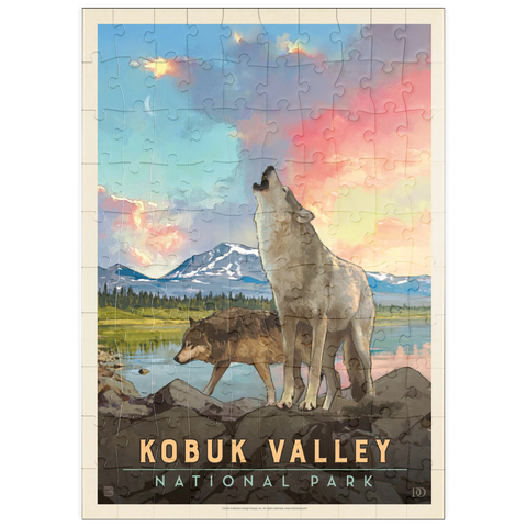 puzzleplate Kobuk Valley National Park: Wolves, Vintage Poster 100 Puzzle