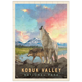 Darstellung des Puzzle Motivs Kobuk Valley National Park: Wolves, Vintage Poster - Puzzleteile: 100