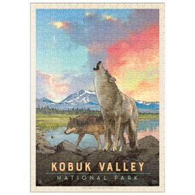 Darstellung des Puzzle Motivs Kobuk Valley National Park: Wolves, Vintage Poster - Puzzleteile: 500
