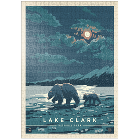 Darstellung des Puzzle Motivs Lake Clark National Park: Moonlighting, Vintage Poster - Puzzleteile: 1000