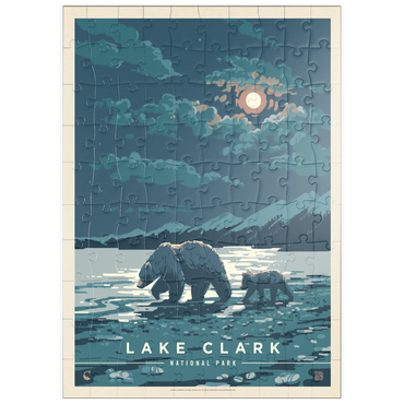 puzzleplate Lake Clark National Park: Moonlighting, Vintage Poster 100 Puzzle