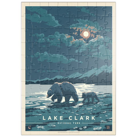 puzzleplate Lake Clark National Park: Moonlighting, Vintage Poster 100 Puzzle