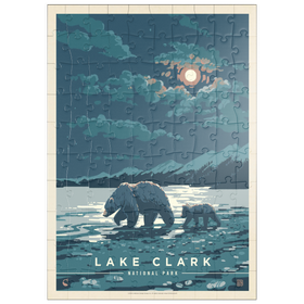 Darstellung des Puzzle Motivs Lake Clark National Park: Moonlighting, Vintage Poster - Puzzleteile: 100