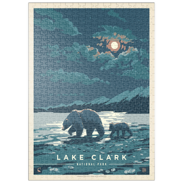 puzzleplate Lake Clark National Park: Moonlighting, Vintage Poster 500 Puzzle