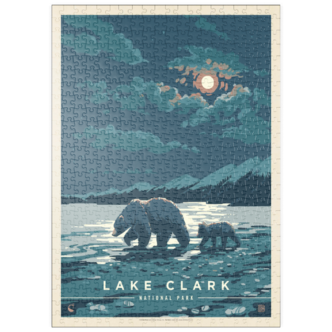 puzzleplate Lake Clark National Park: Moonlighting, Vintage Poster 500 Puzzle