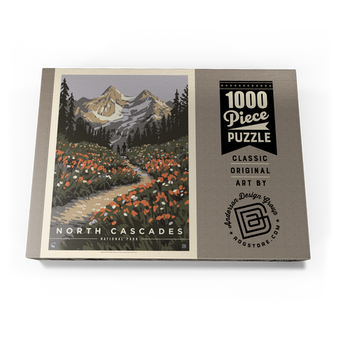 Darstellung des Puzzle Motivs North Cascades National Park: Summer Hike, Vintage Poster North Cascades National Park: Summer Hike, Vintage Poster 1000 Puzzle Schachtel Ansicht3