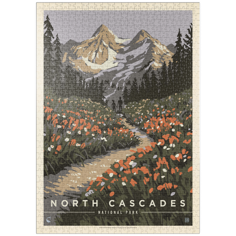 Darstellung des Puzzle Motivs North Cascades National Park: Summer Hike, Vintage Poster puzzleplate North Cascades National Park: Summer Hike, Vintage Poster 1000 Puzzle