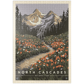 Darstellung des Puzzle Motivs North Cascades National Park: Summer Hike, Vintage Poster - Puzzleteile: 1000