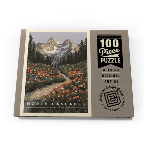 Darstellung des Puzzle Motivs North Cascades National Park: Summer Hike, Vintage Poster North Cascades National Park: Summer Hike, Vintage Poster 100 Puzzle Schachtel Ansicht3