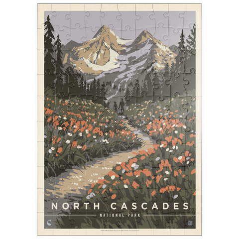 Darstellung des Puzzle Motivs North Cascades National Park: Summer Hike, Vintage Poster puzzleplate North Cascades National Park: Summer Hike, Vintage Poster 100 Puzzle