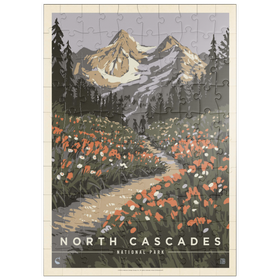 Darstellung des Puzzle Motivs North Cascades National Park: Summer Hike, Vintage Poster - Puzzleteile: 100