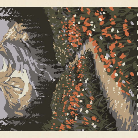 Darstellung des Puzzle Motivs North Cascades National Park: Summer Hike, Vintage Poster North Cascades National Park: Summer Hike, Vintage Poster 100 Puzzle 3D Modell