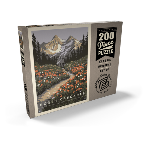 Darstellung des Puzzle Motivs North Cascades National Park: Summer Hike, Vintage Poster North Cascades National Park: Summer Hike, Vintage Poster 200 Puzzle Schachtel Ansicht2