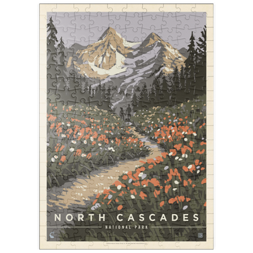 Darstellung des Puzzle Motivs puzzleplate North Cascades National Park: Summer Hike, Vintage Poster 200 Puzzle