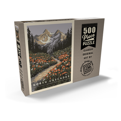 Darstellung des Puzzle Motivs North Cascades National Park: Summer Hike, Vintage Poster North Cascades National Park: Summer Hike, Vintage Poster 500 Puzzle Schachtel Ansicht2