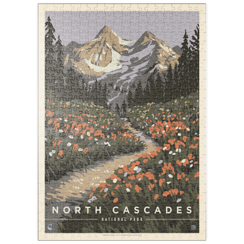 Darstellung des Puzzle Motivs North Cascades National Park: Summer Hike, Vintage Poster puzzleplate North Cascades National Park: Summer Hike, Vintage Poster 500 Puzzle