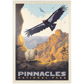 Darstellung des Puzzle Motivs Pinnacles National Park: California Condors, Vintage Poster - Puzzleteile: 1000