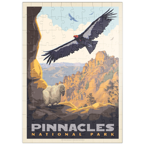 Darstellung des Puzzle Motivs Pinnacles National Park: California Condors, Vintage Poster puzzleplate Pinnacles National Park: California Condors, Vintage Poster 100 Puzzle