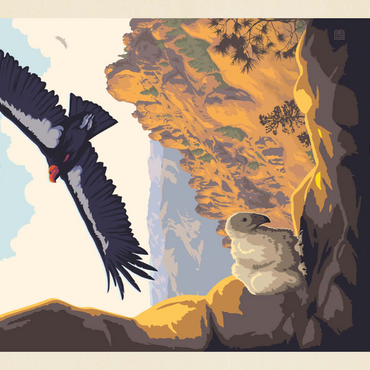 Darstellung des Puzzle Motivs Pinnacles National Park: California Condors, Vintage Poster 100 Puzzle 3D Modell