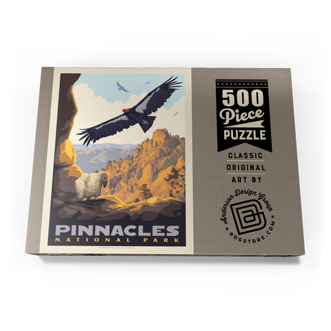Darstellung des Puzzle Motivs Pinnacles National Park: California Condors, Vintage Poster Pinnacles National Park: California Condors, Vintage Poster 500 Puzzle Schachtel Ansicht3