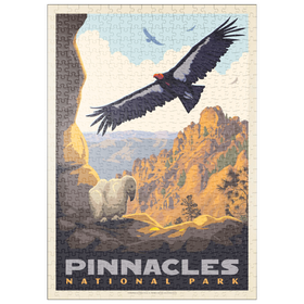 Darstellung des Puzzle Motivs Pinnacles National Park: California Condors, Vintage Poster - Puzzleteile: 500