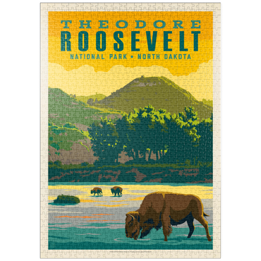 Darstellung des Puzzle Motivs puzzleplate Theodore Roosevelt National Park: Bison, Vintage Poster 1000 Puzzle