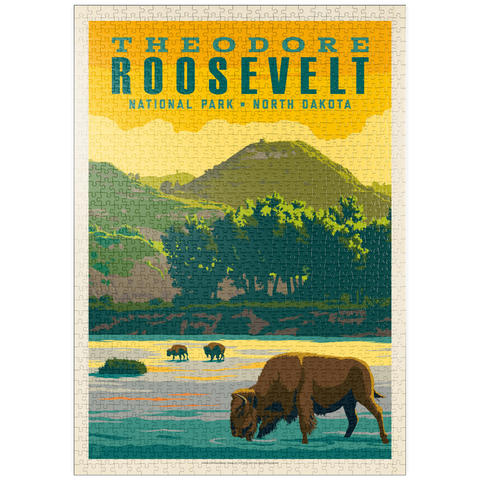 Darstellung des Puzzle Motivs Theodore Roosevelt National Park: Bison, Vintage Poster puzzleplate Theodore Roosevelt National Park: Bison, Vintage Poster 1000 Puzzle