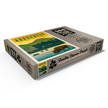 Darstellung des Puzzle Motivs Theodore Roosevelt National Park: Bison, Vintage Poster 500 Puzzle Schachtel Ansicht1