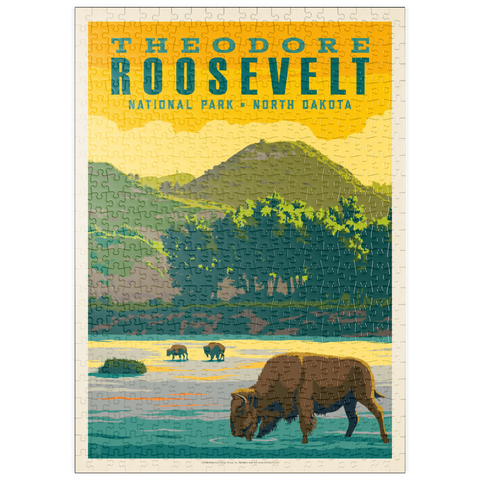 Darstellung des Puzzle Motivs Theodore Roosevelt National Park: Bison, Vintage Poster puzzleplate Theodore Roosevelt National Park: Bison, Vintage Poster 500 Puzzle