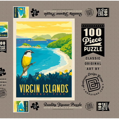 Virgin Islands National Park: Trunk Bay, Vintage Poster 100 Puzzle Schachtel 3D Modell